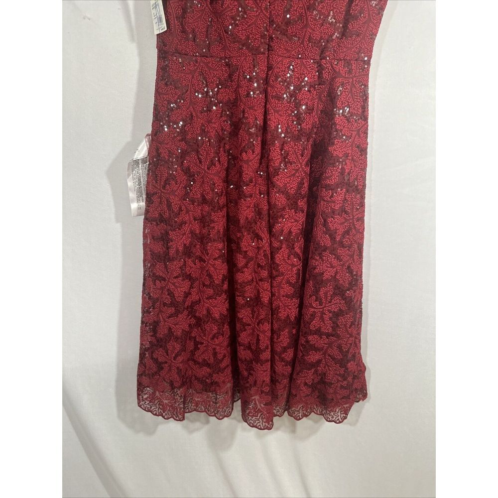 NEW $348 Dress The Population [ Large ] Magdalena Sequin Lace‎ Midi Dress Red - Picture 13 of 13